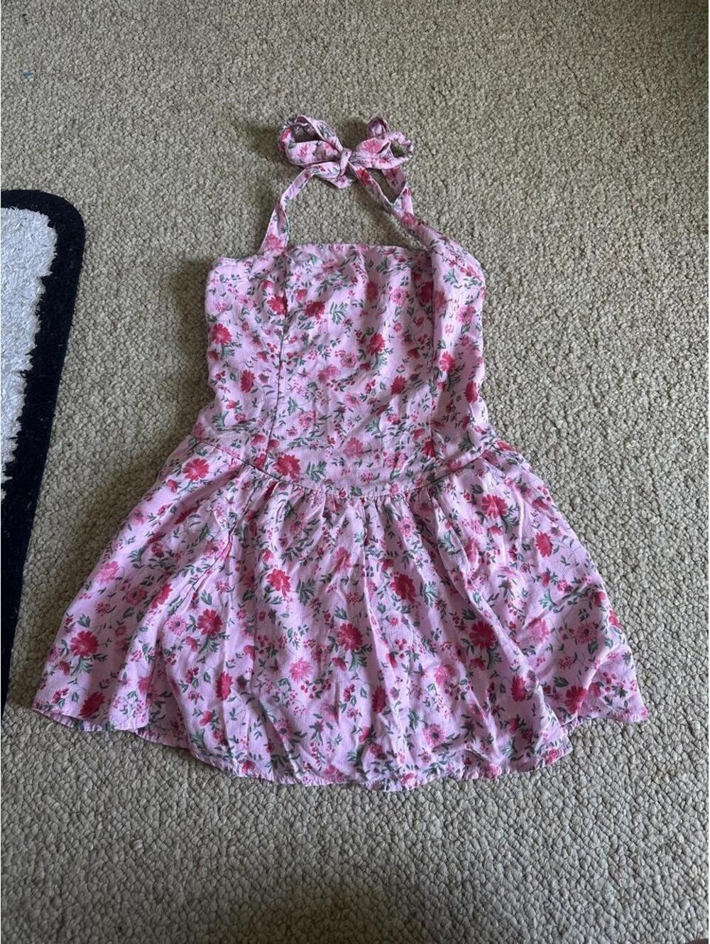 Hollister Pink floral halter romper dress